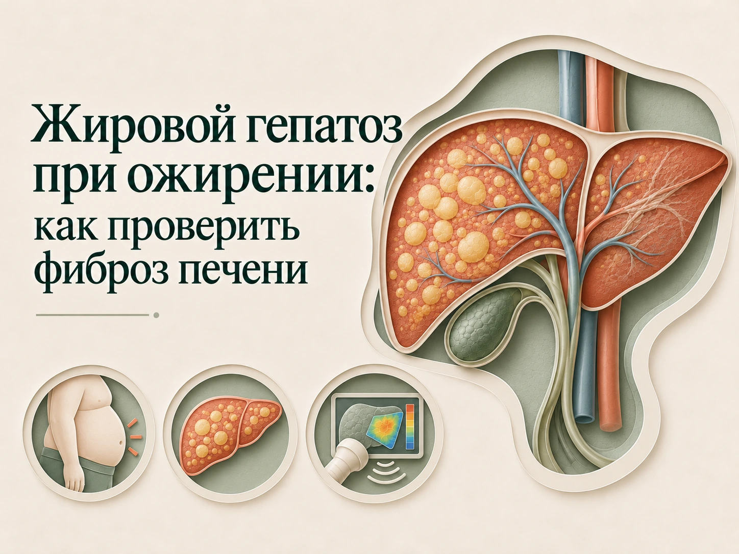 Иллюстрация к статье «Жировой гепатоз при ожирении: как проверить фиброз печени»